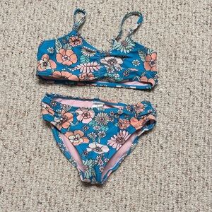Angel Beach Size 8 Girls Kids Swim Set - Blue and Pink